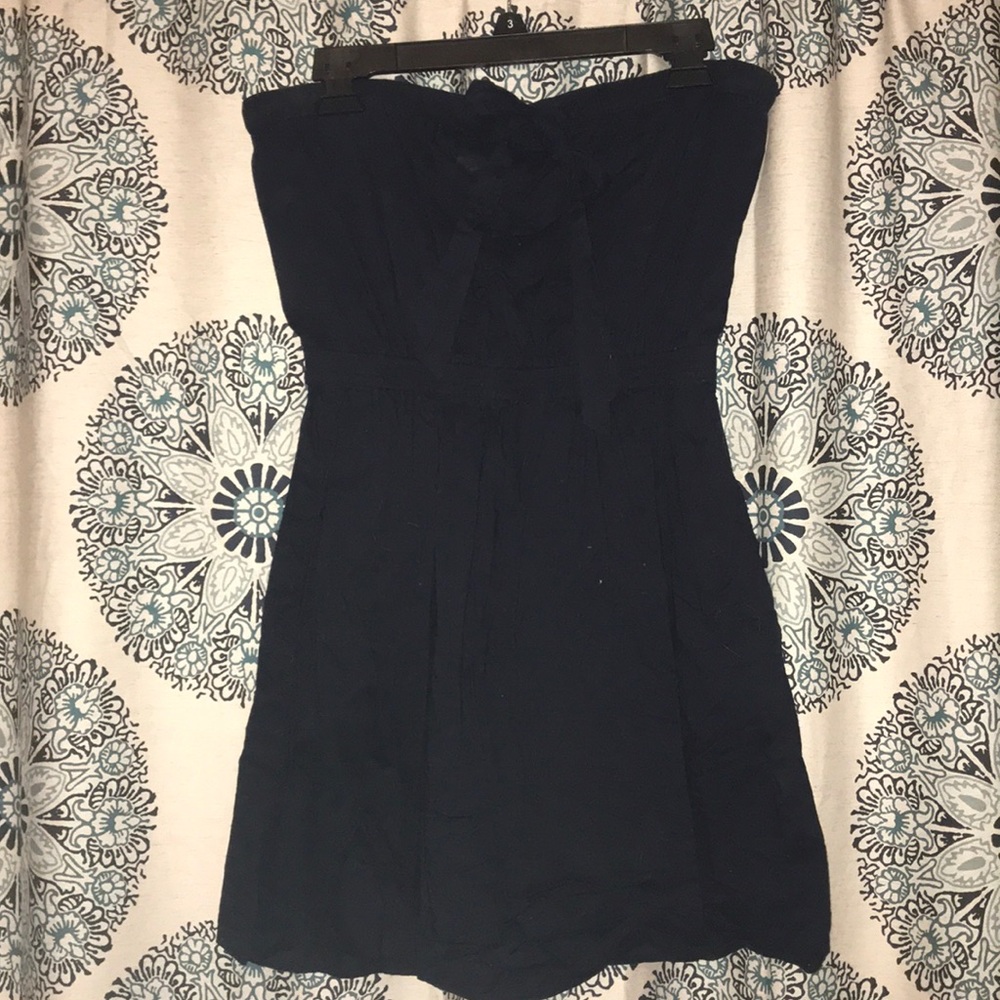 Navy Blue J. Crew Tube Top Dress with Tie